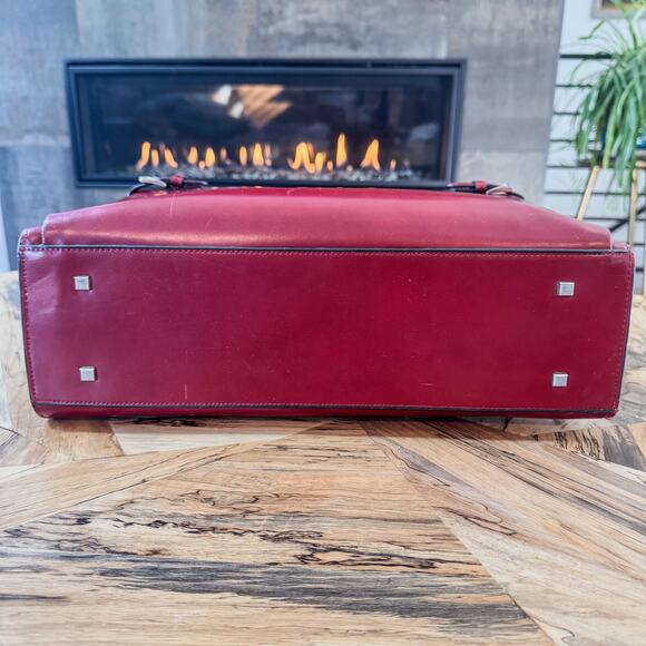 Franklin Covey Red Genuine Leather Business Organizer Tote Laptop Bag #31934.577 - Picture 9 of 15